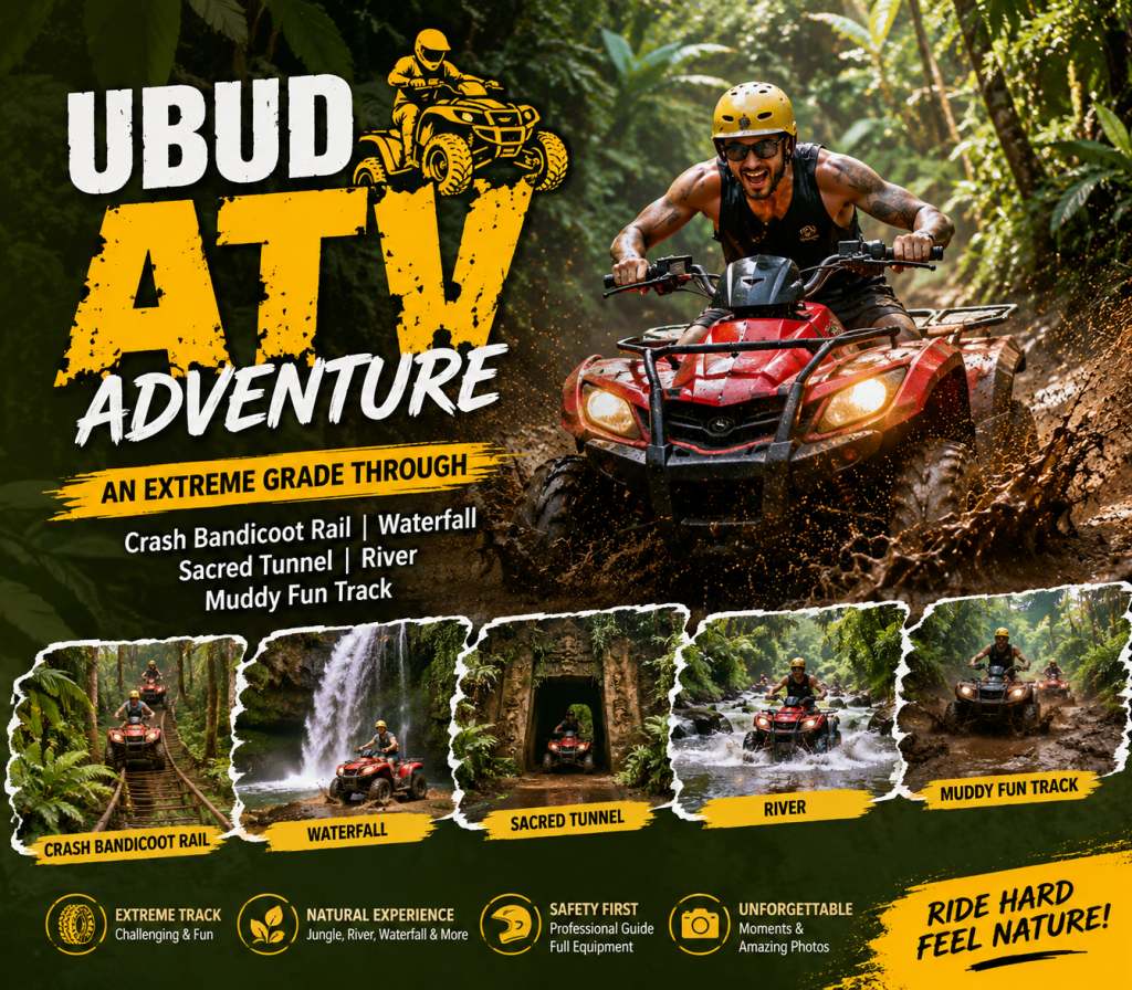 Ubud ATV Adventure - An Extreme Grade trough Crash Bandicoot Rail, Waterfall, Sacred Tunnel, River, Muddy Fun Track